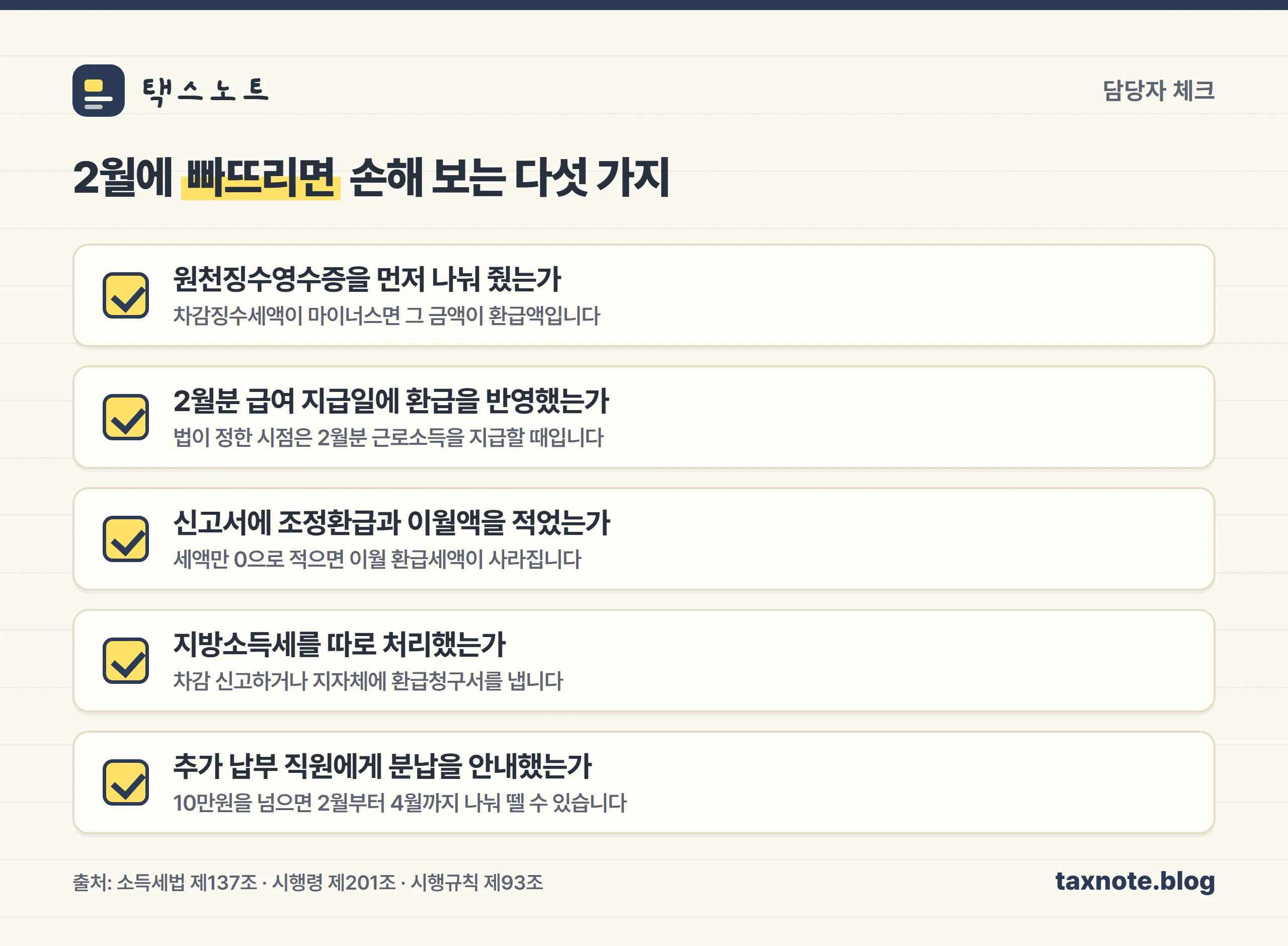 연말정산 환급 담당자 처리 순서 체크리스트